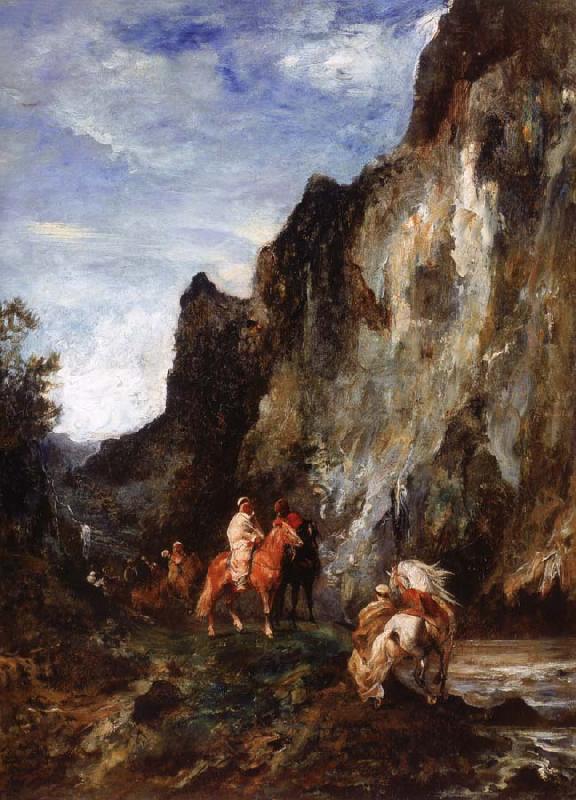 Eugene Fromentin Arab Horsemen in a Gorge oil painting image